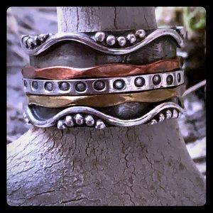 brass, silver, copper sterling silver ring.